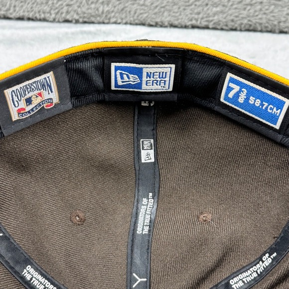 New Era San Diego Padres Fitted Hat Mens 7 3/8 Brown Yellow Excellent 59FIFTY - Picture 10 of 10